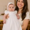 100% Cotton Handmade Christening Special Occasion Dress for Baby Girl with Italian Lace