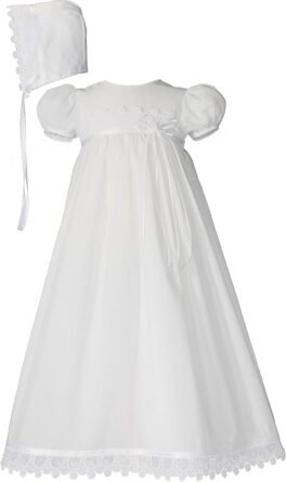 100% Cotton Handmade Christening Special Occasion Dress for Baby Girl with Italian Lace - Image 3