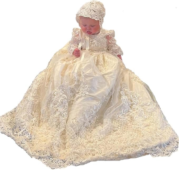 Heirloom & Royal Focus: Lace Baptism Dress for Baby Girl (0–24M) 3 Heirloom & Royal Focus: Lace Baptism Dress for Baby Girl (0–24M) - Image 3