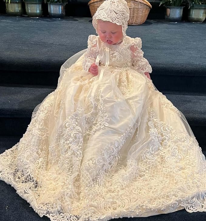 Heirloom & Royal Focus: Lace Baptism Dress for Baby Girl (0–24M) 4 Heirloom & Royal Focus: Lace Baptism Dress for Baby Girl (0–24M) - Image 4