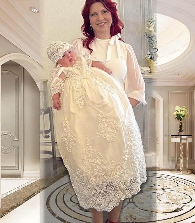 Heirloom & Royal Focus: Lace Baptism Dress for Baby Girl (0–24M) 5 Heirloom & Royal Focus: Lace Baptism Dress for Baby Girl (0–24M) - Image 5