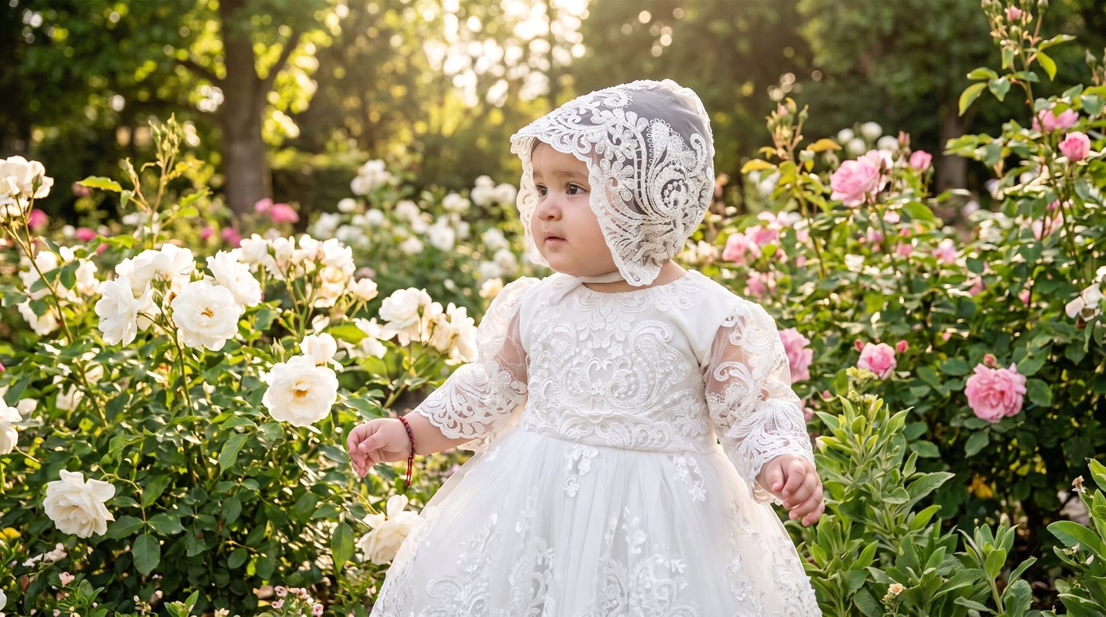 Heirloom & Royal Focus: Lace Baptism Dress for Baby Girl (0–24M) 1 Dress for Baby Girl